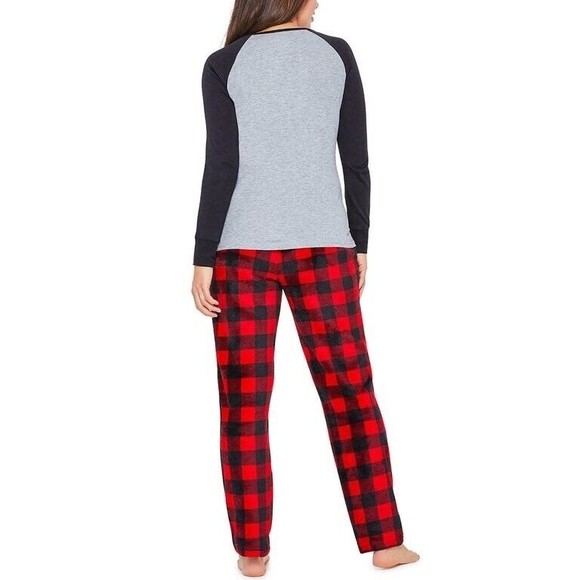 Pajama Holiday Merry Bright Red Truck Check Print Pajamas 2 Piece Long Sleeve - Picture 2 of 7